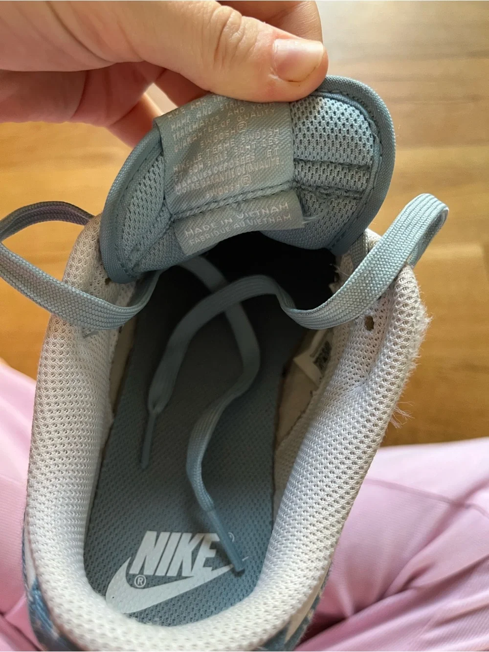 Nike Women’s Low-Top Sneakers in Gray and White with Paisley Swoosh